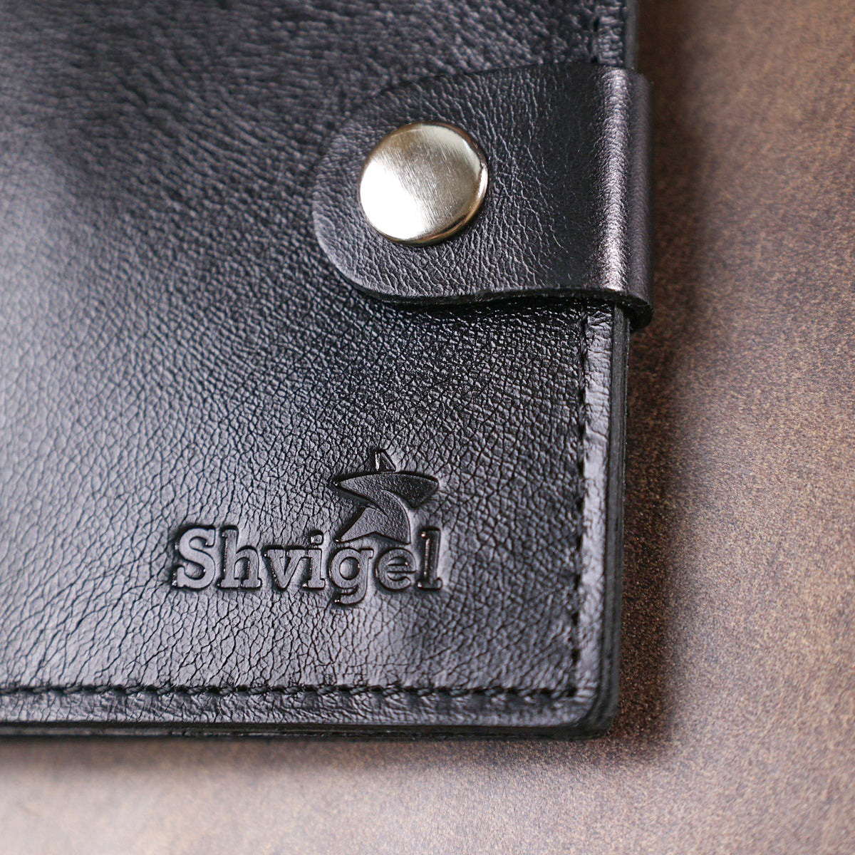 Men's Glossy Leather Wallet SHVIGEL 16481 Black - Natural Leather Craftsmanship