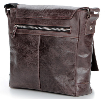 Genuine Leather Messenger Bag SHVIGEL 00794 Brown - Stylish Ukrainian Design