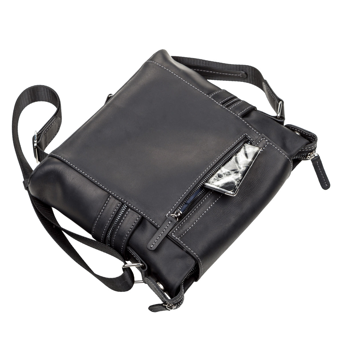 Men's Leather Bag SHVIGEL 11096 Black Genuine Leather Made in Ukraine