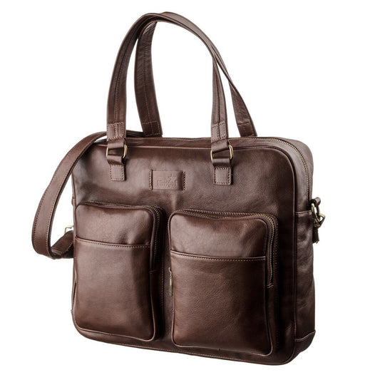 Men's Leather Laptop Bag SHVIGEL 19109 Brown Made of Genuine Leather