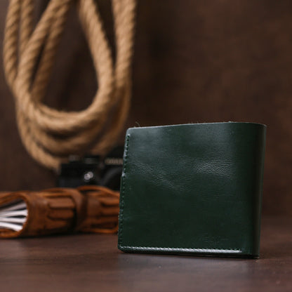 Universal Leather Wallet SHVIGEL 16462 Green Natural Leather Stylish Design