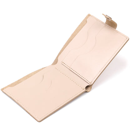 Stylish Leather Wallet SHVIGEL 16468 Beige Genuine Leather for Daily Use