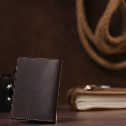 Leather Driver's License and ID Holder SHVIGEL 13964 Dark Brown Natural Leather, Made in Ukraine