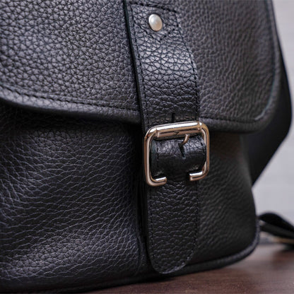 Leather Bag SHVIGEL 00853 Black Natural Leather Handmade in Ukraine