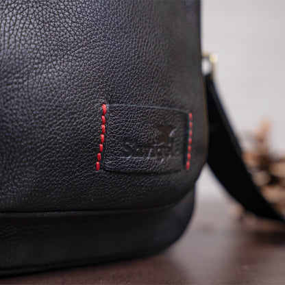 Men's Leather Bag with Two Detachable Handles SHVIGEL 19110 Black Genuine Leather