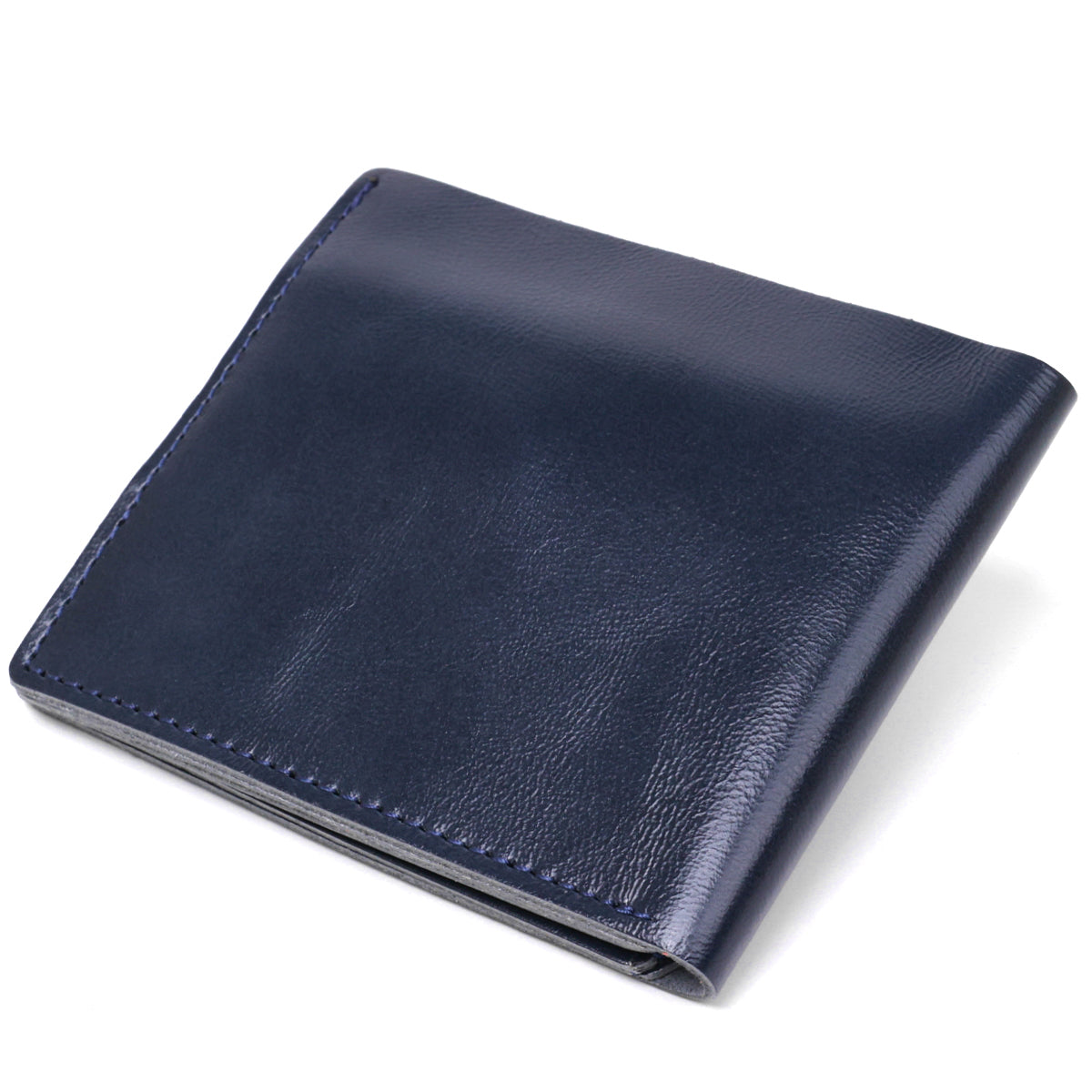 Compact Leather Wallet SHVIGEL 16444 Blue Natural Leather Made in Ukraine
