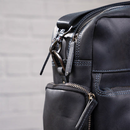 Men's Leather Bag SHVIGEL 11117 Black Crafted from Natural Leather in Ukraine