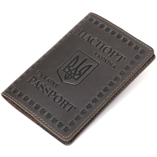 Leather Passport Cover SHVIGEL 16132 European Quality Grey Genuine Leather