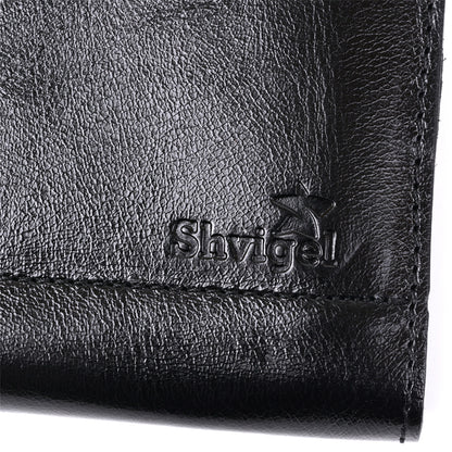 Unisex Leather Clutch SHVIGEL 16186 Black, Made in Ukraine, Natural Leather