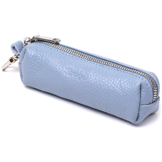 High-Quality Leather Key Holder SHVIGEL 16542 Blue, Natural Leather, Made in Ukraine