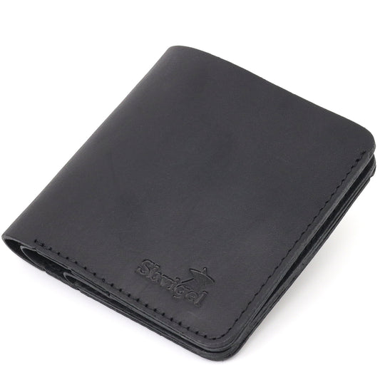 Matte Men's Wallet Natural Leather SHVIGEL 16600 Black Durable Design