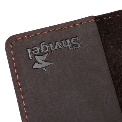 Leather Passport Cover SHVIGEL 13918 Brown Natural Leather Ukrainian Design Features