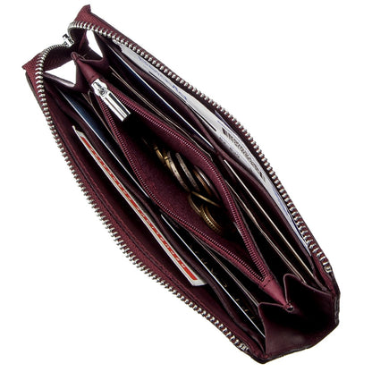Unisex Vintage Leather Clutch by SHVIGEL 16187 in Burgundy - Natural Leather, Ukraine