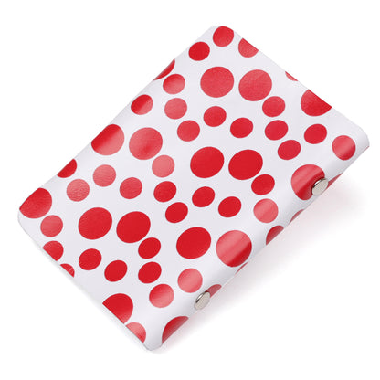 Leather Vertical Business Card Holder SHVIGEL 19081 Red Polka Dot Genuine Leather