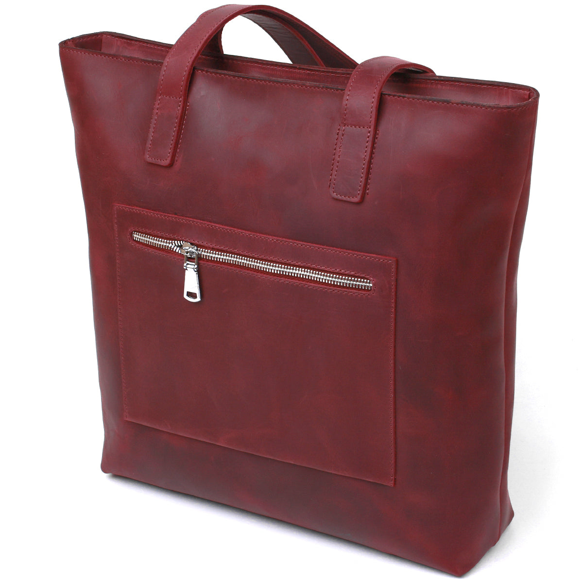 Vintage Women's Shopper Bag SHVIGEL 16350 Burgundy - Genuine Leather from Ukraine