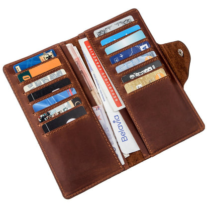 Men's Vintage Leather Wallet by SHVIGEL Model 16167 Brown Natural Leather
