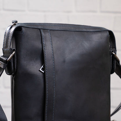 Men's Leather Bag SHVIGEL 11098 Black Natural Leather Made in Ukraine