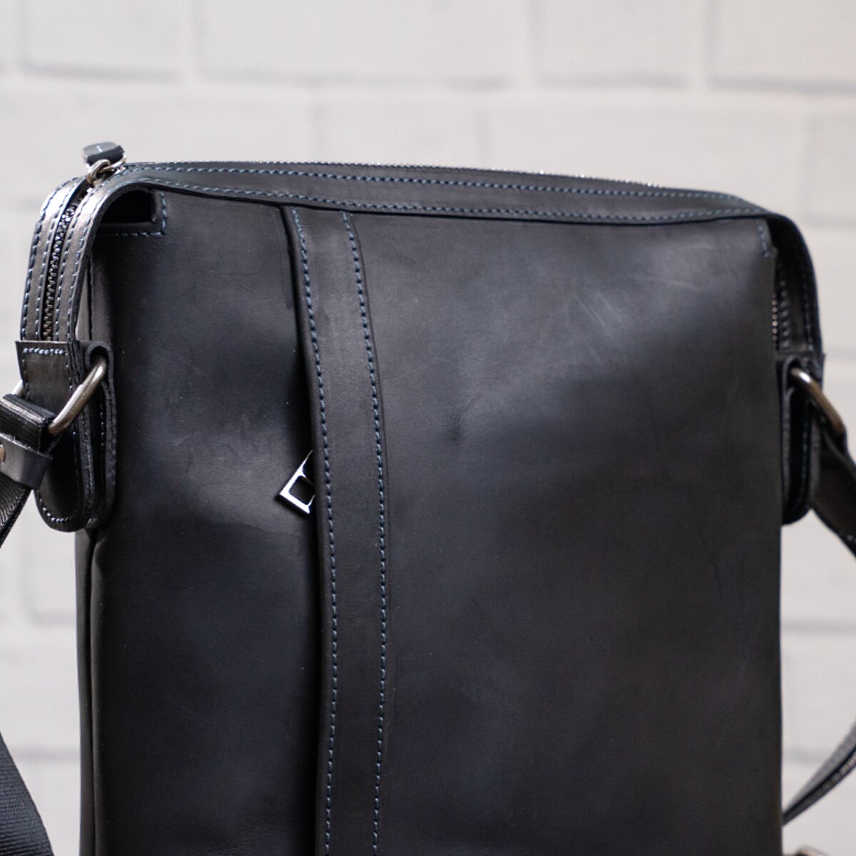 Men's Leather Bag SHVIGEL 11098 Black Natural Leather Made in Ukraine