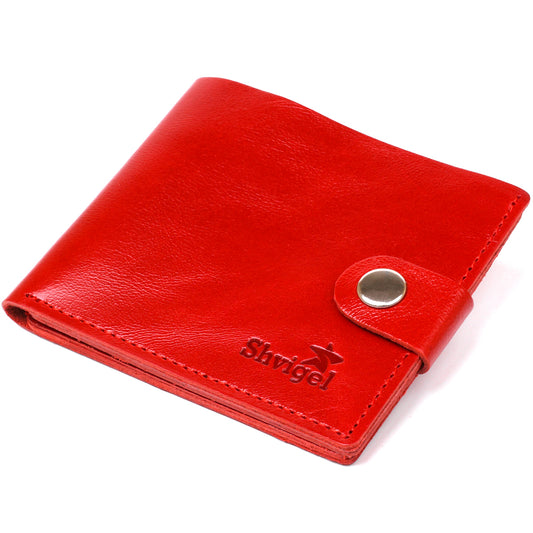 Small Leather Wallet for Women by SHVIGEL 16461 Red, Made from Natural Leather, Ukraine