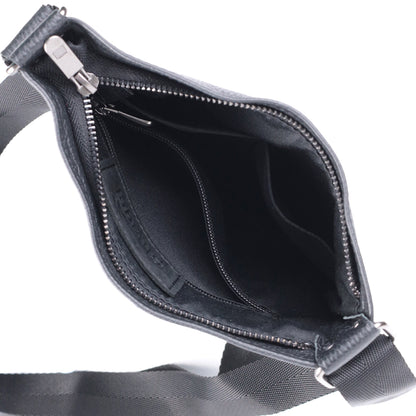 Men's Shoulder Leather Bag by SHVIGEL, Model 22850, Black, Natural Leather Finish