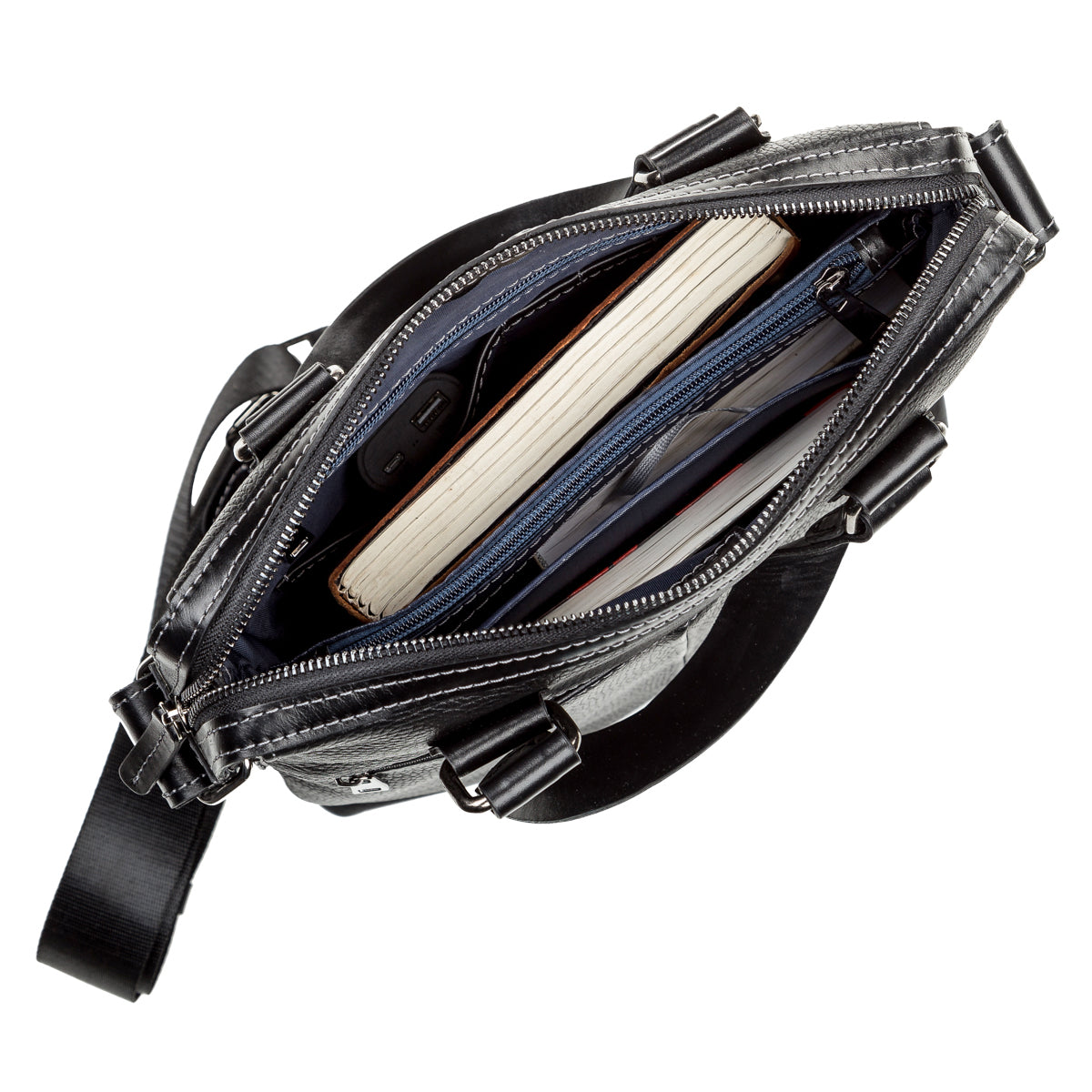 Leather Men's Bag SHVIGEL 11114 Black Natural Leather Stylish Design
