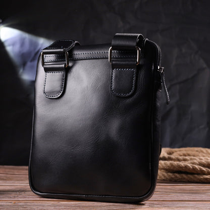 Men's Smooth Genuine Leather Bag SHVIGEL 18721 Black - Premium Quality Ukraine