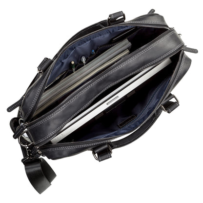 Men's Leather Bag SHVIGEL 11117 Black Crafted from Natural Leather in Ukraine