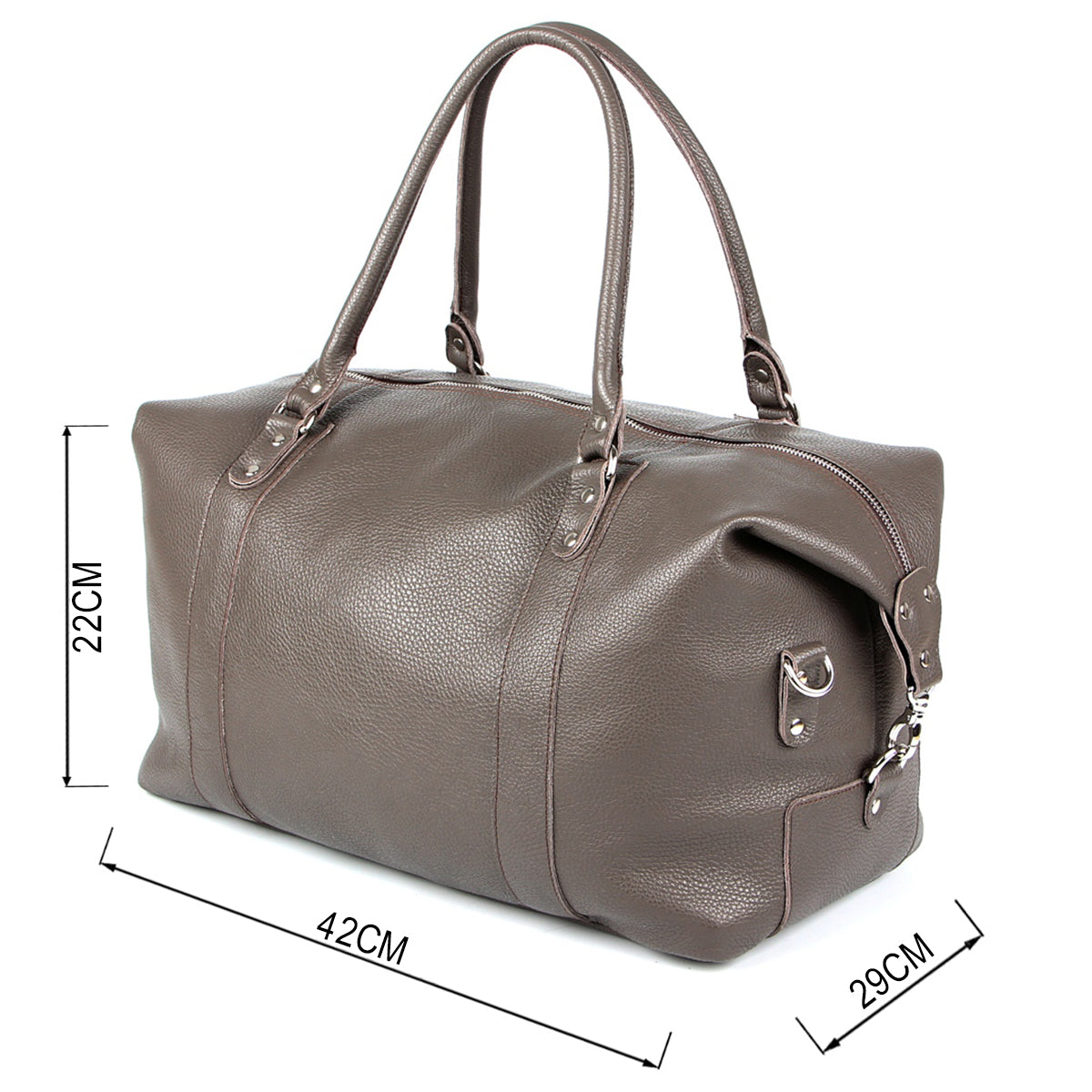 Travel Bag SHVIGEL 00889 Gray Genuine Leather Made in Ukraine
