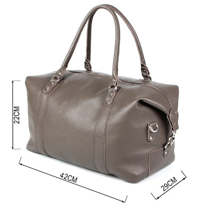 Travel Bag SHVIGEL 00889 Gray Genuine Leather Made in Ukraine