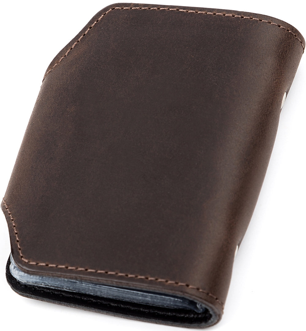 Vertical Business Card Holder SHVIGEL 13908 Leather Brown Natural Skin for Business Cards