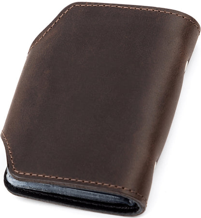 Vertical Business Card Holder SHVIGEL 13908 Leather Brown Natural Skin for Business Cards