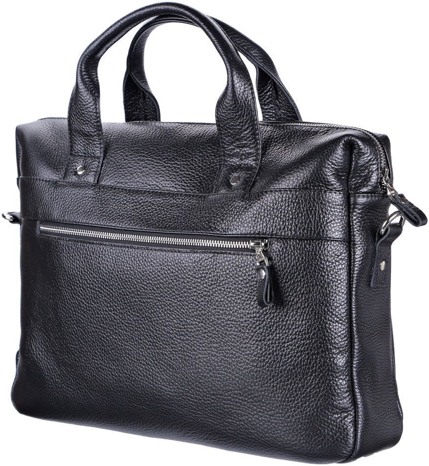 Laptop Bag SHVIGEL 11000 Black Genuine Leather Stylish Design for Professionals