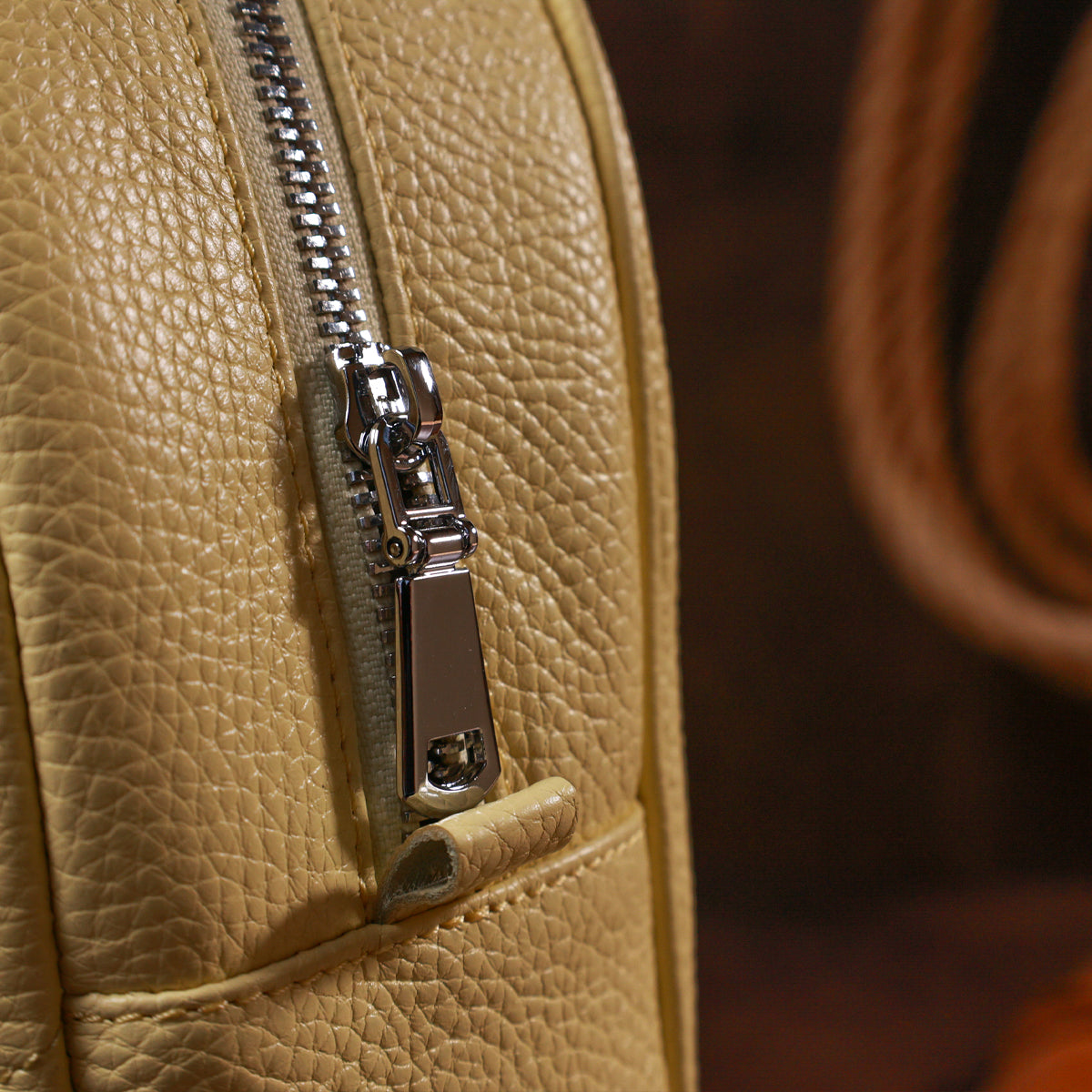 Leather Backpack SHVIGEL 16322 Lemon - Natural Leather, Made in Ukraine
