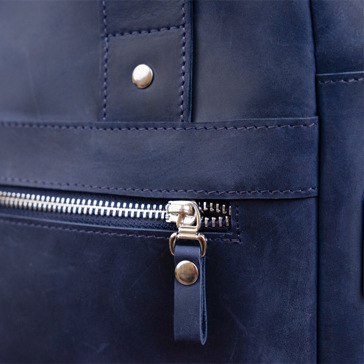 Stylish A4 Vertical Format Bag in Matte Leather by SHVIGEL, Model 11170, Blue Color