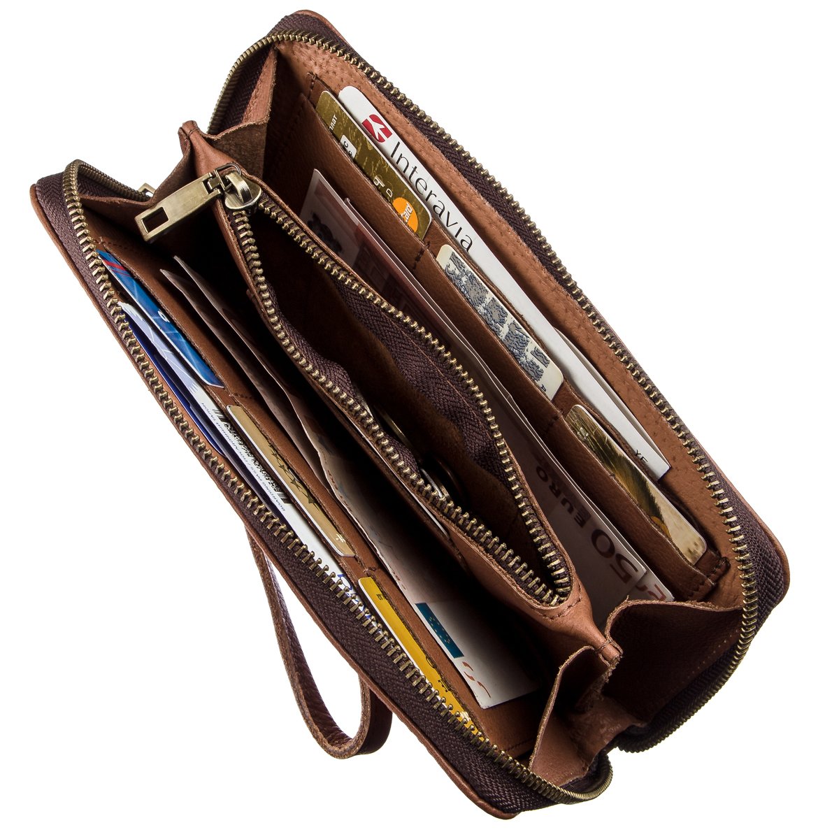 Men's Leather Clutch SHVIGEL 19122 Brown Made in Ukraine, Genuine Leather Material