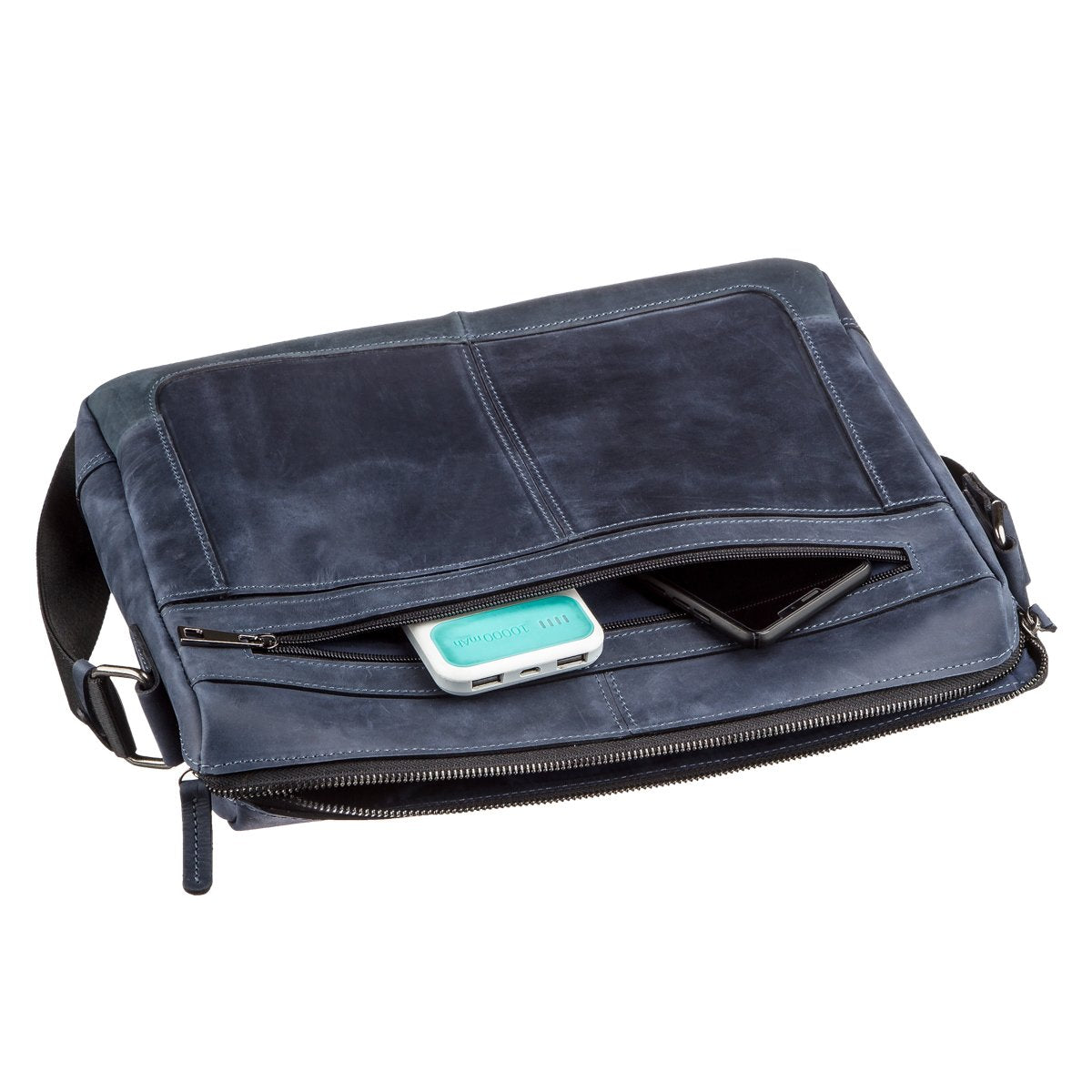 Business Men’s Leather Shoulder Bag SHVIGEL 11249 Blue Genuine Leather Design