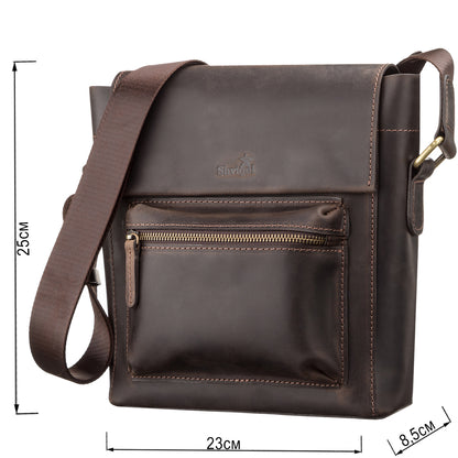 Men's Leather Bag SHVIGEL 11095 Brown Natural Leather High-Quality Design