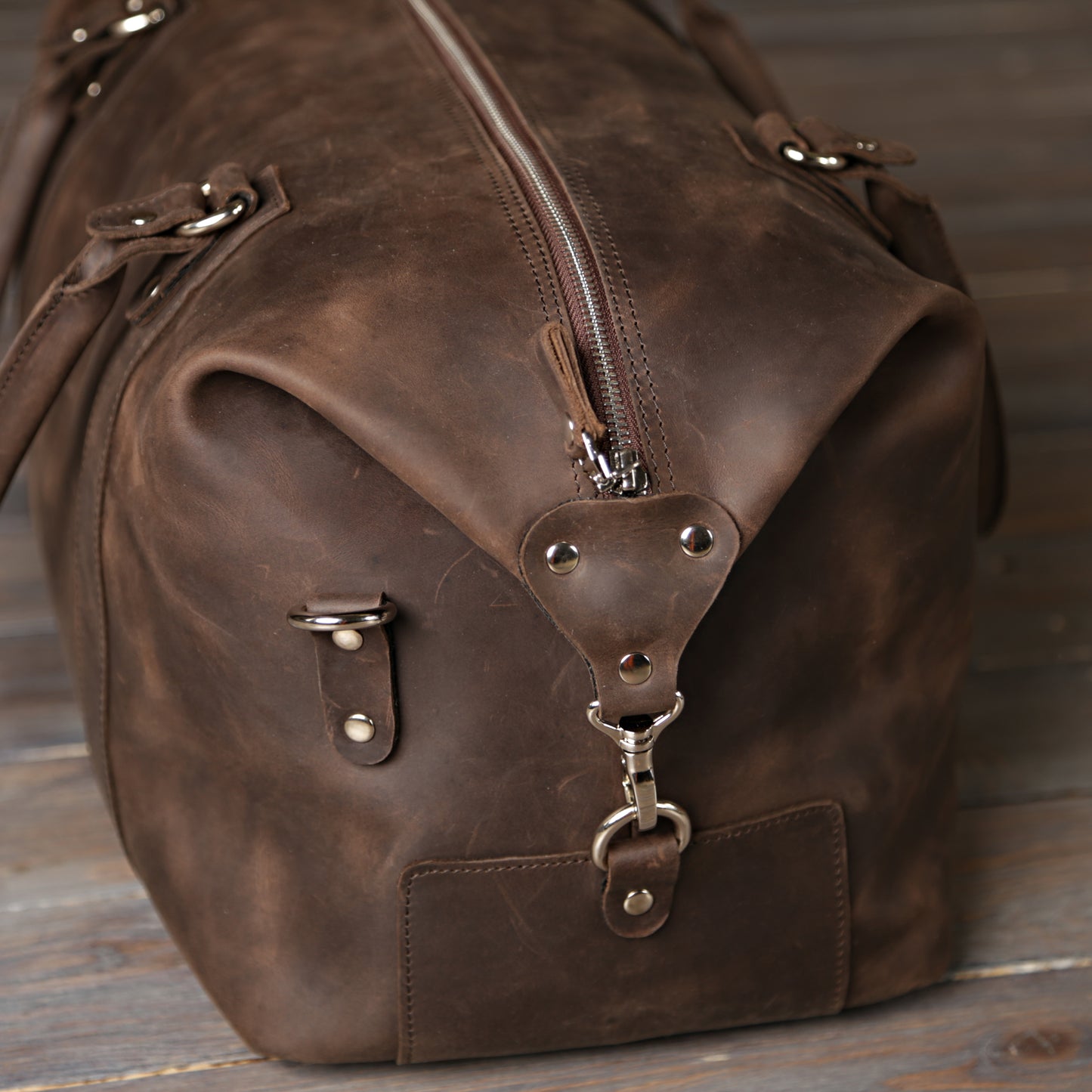 Travel Bag SHVIGEL 11019 Brown Natural Leather Handmade in Ukraine