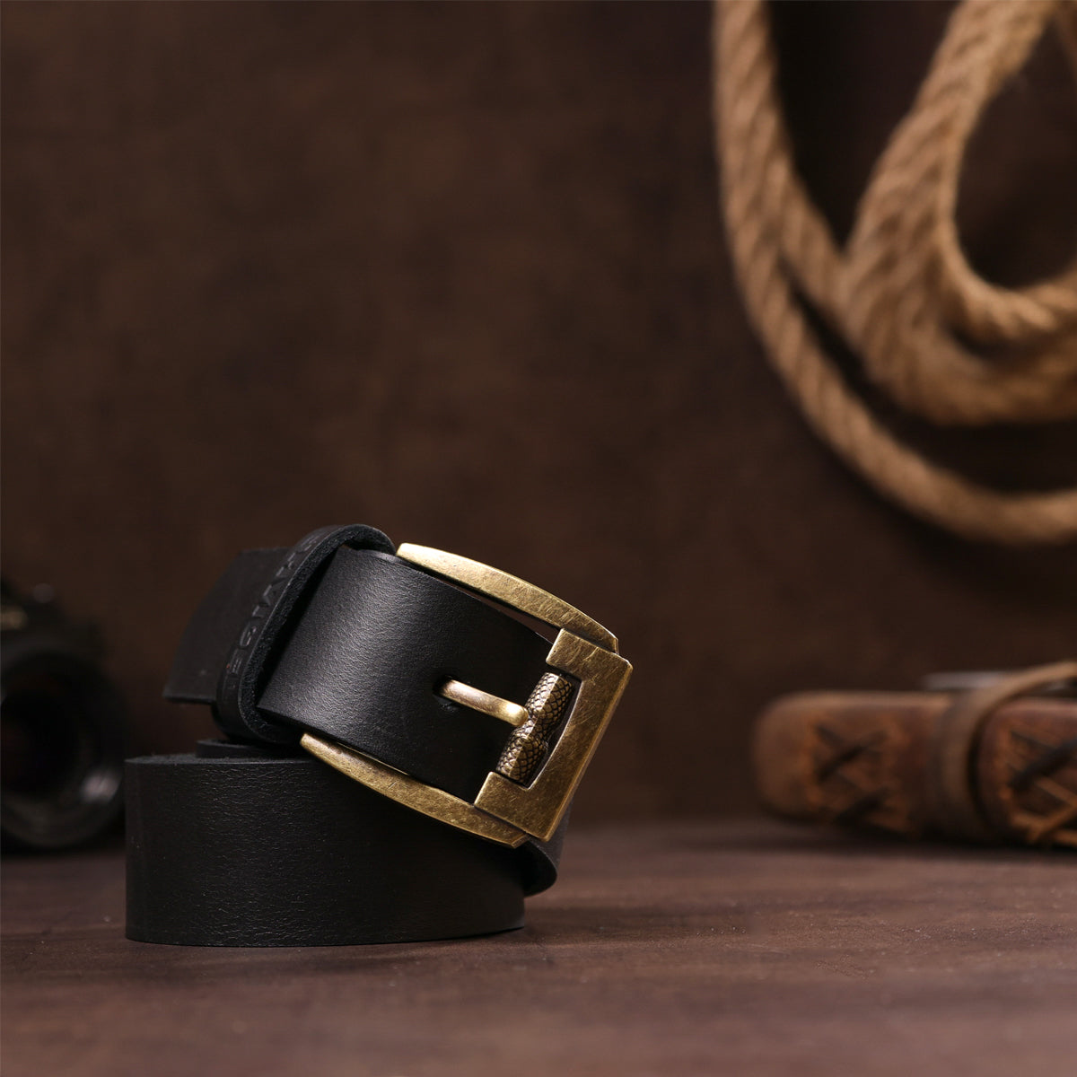 Leather Belt SHVIGEL 00001 Black Genuine Leather Made in Ukraine