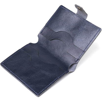 Comfortable Genuine Leather Wallet SHVIGEL 16507 Blue - Made in Ukraine, Stylish Design