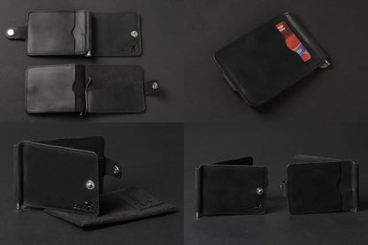 Vintage Leather Money Clip SHVIGEL 13787 Black Genuine Leather Ukraine