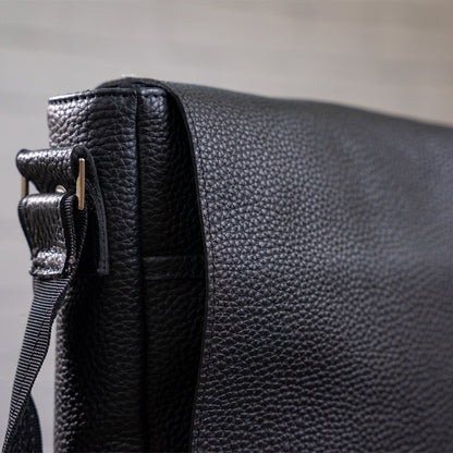 Leather Bag SHVIGEL 11080 Black Made in Ukraine, Genuine Leather Material