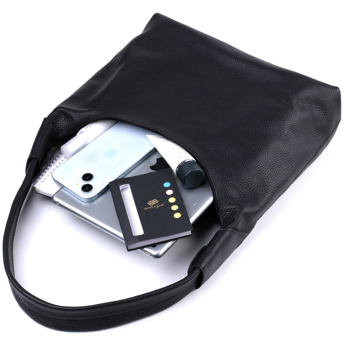 Shoulder Bag SHVIGEL 22827 Black Natural Leather Flotar - Made in Ukraine