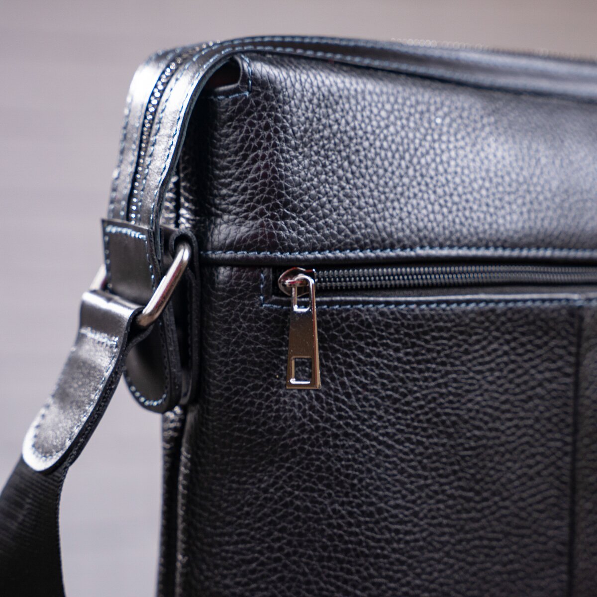 Men's Leather Bag SHVIGEL 11122 Black Genuine Leather, Premium Quality, Made in Ukraine