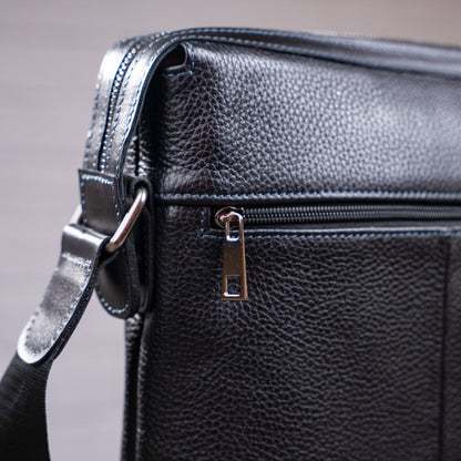 Men's Leather Bag SHVIGEL 11122 Black Genuine Leather, Premium Quality, Made in Ukraine