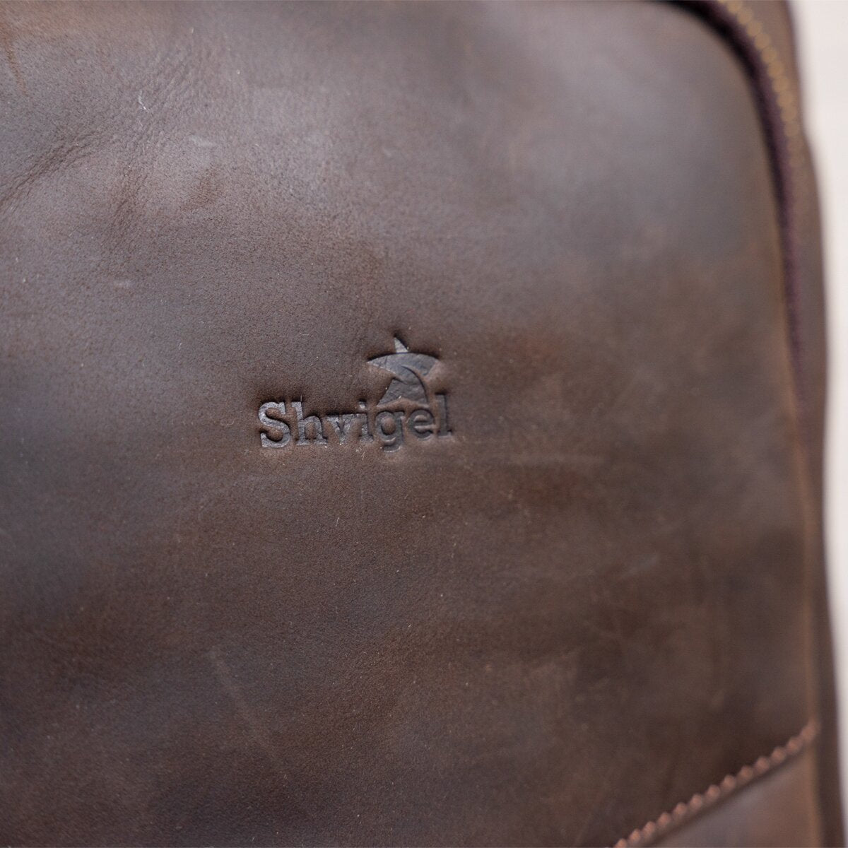 Men's Leather Bag SHVIGEL 11091 Brown Genuine Leather Handmade in Ukraine