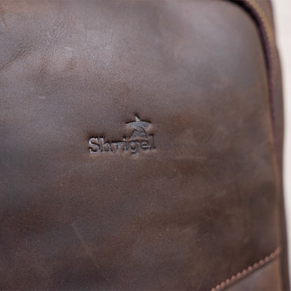 Men's Leather Bag SHVIGEL 11091 Brown Genuine Leather Handmade in Ukraine