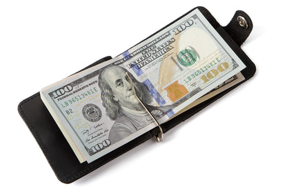 Vintage Leather Money Clip SHVIGEL 13787 Black Genuine Leather Ukraine