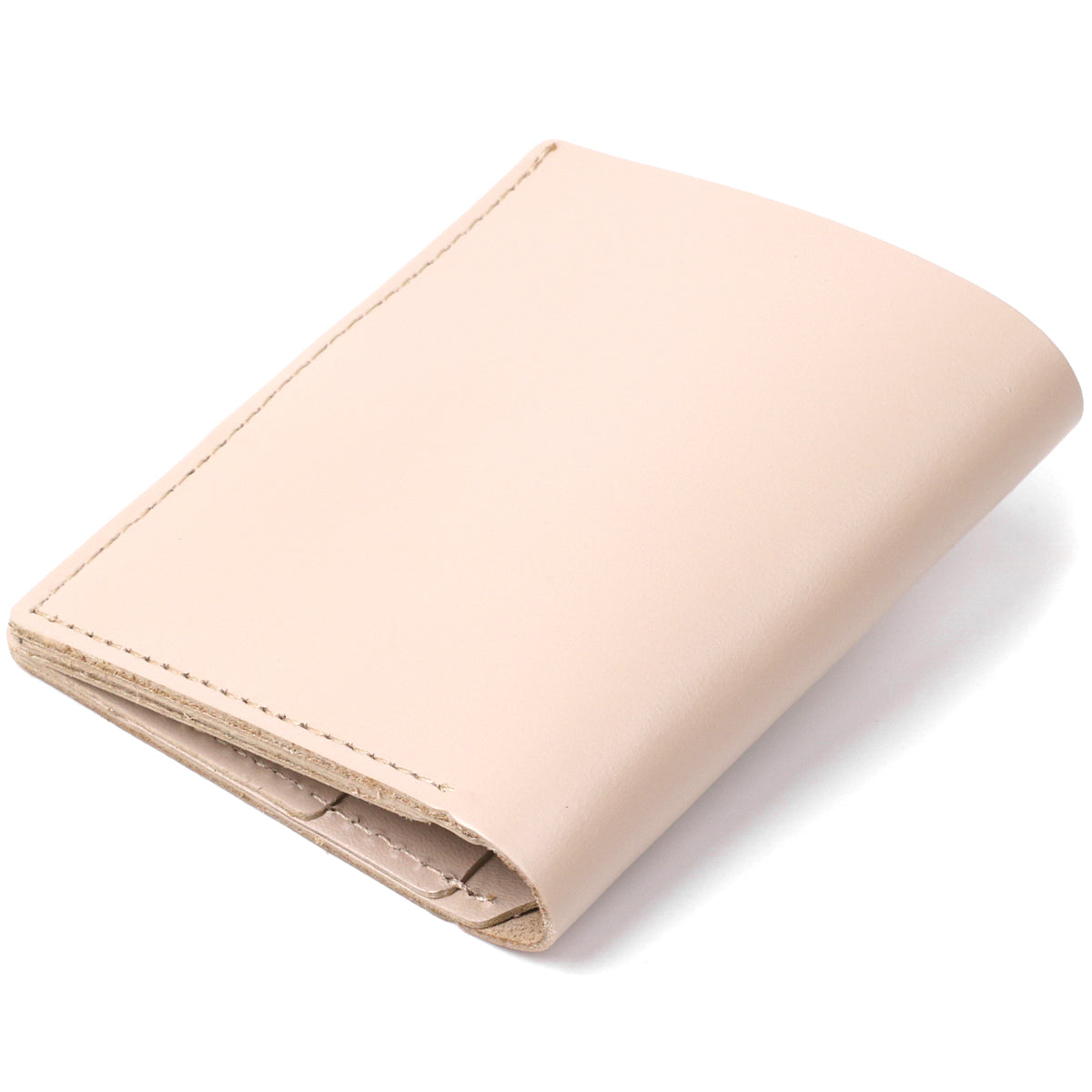 Compact Leather Wallet SHVIGEL 16489 Beige Natural Leather Handmade in Ukraine