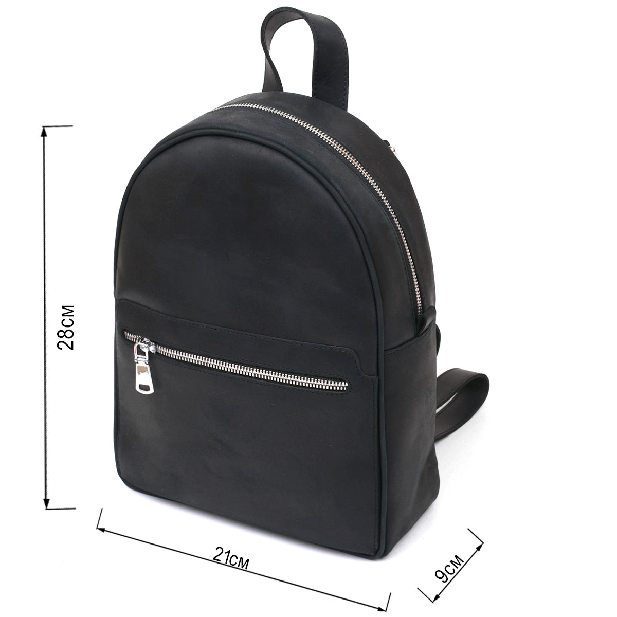 Vintage Universal Backpack SHVIGEL 16313 Black Natural Leather Made in Ukraine